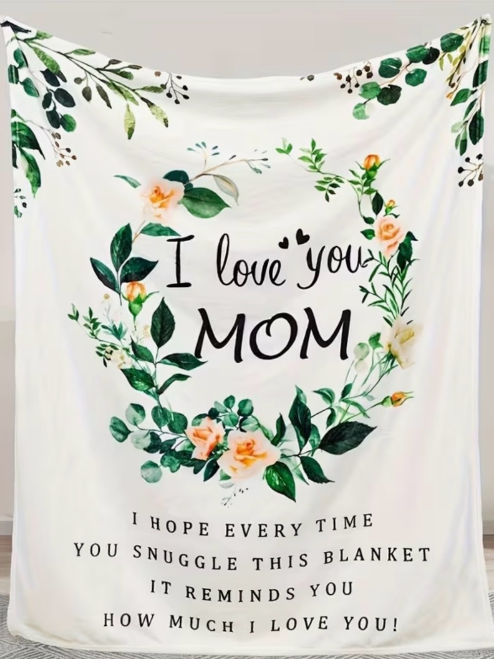 I Love You Mom Floral Sentimental Blanket 50” x 60”